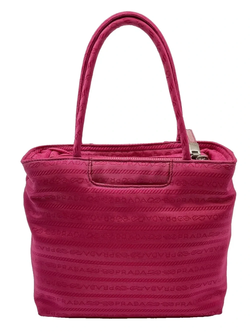 Prada Fuchsia Mini Nylon Logo Tote bag - Picture 3 of 12